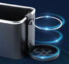 Car Armrest Cup Holder Storage Box with removable ring and drainage design for convenient drink storage.