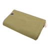 Wearable USB Heated Shawl for Winter in olive green color, showcasing the power button and textured fabric design.