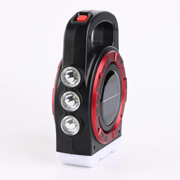 Foldable USB Rechargeable Work Light with three powerful LED bulbs and a convenient handle for portable use.