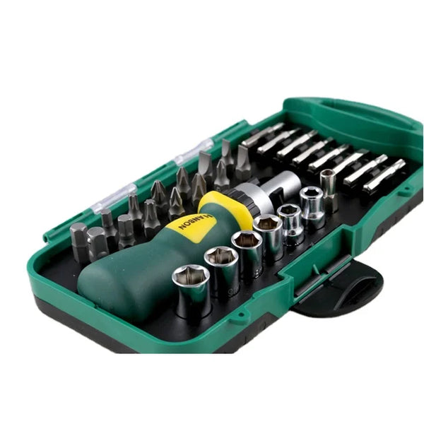 30-Piece Ratchet Screwdriver and Socket Bit Set