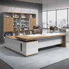 1.9m Modern Wooden Executive Office Desk in a contemporary office setting with large windows and stylish furniture.
