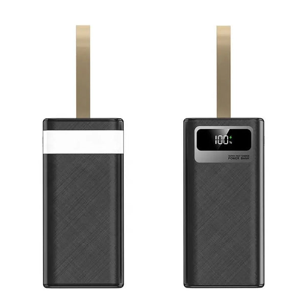 High Capacity Portable Power Bank with LED Light, featuring a digital display and portable design for easy use.