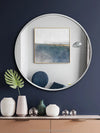 Large Full Circle Black Metal Framed Wall Mirror