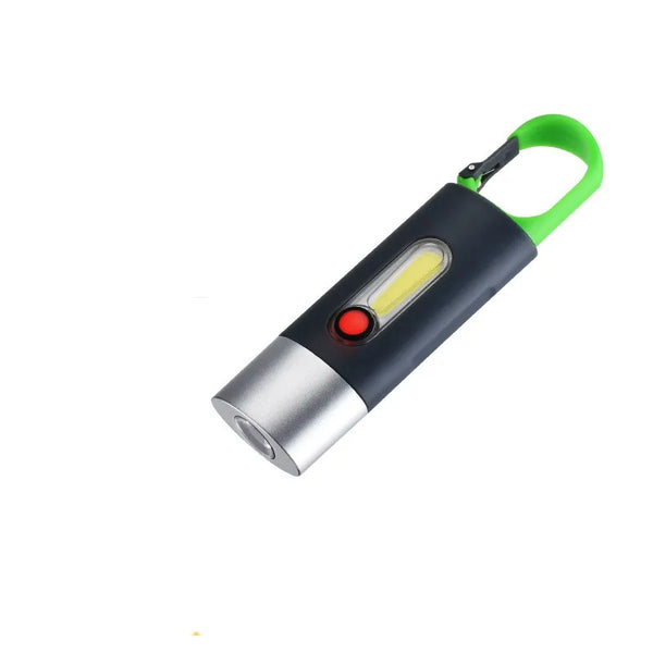 Portable Waterproof COB LED Rechargeable Keychain Light with carabiner clip for easy access and bright illumination.