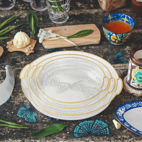 Gold Fruit Set Tray Set for Kitchen Counter