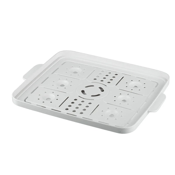 12L 3-Layer Electric Food Steamer plastic steaming tray with holes for cooking vegetables.