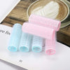 Plastic Hair Curlers Rollers 6pcs in blue and pink colors on a magazine page