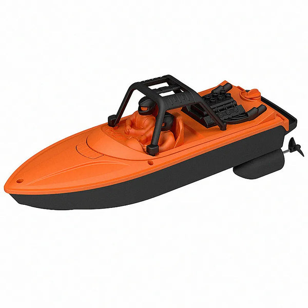 4-Channel LED Remote Control Speedboat in orange and black for high-speed water fun.
