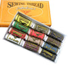 12-Color Boxed Household Sewing Thread Set featuring colorful spools neatly arranged in a cardboard box.