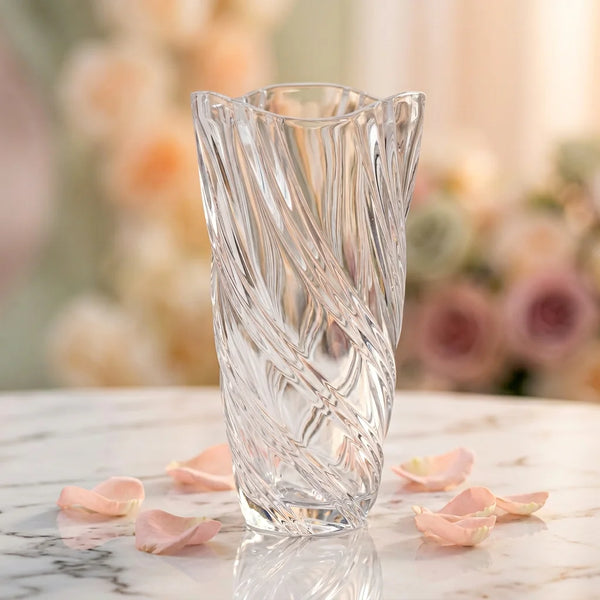 Crystal Twist Pattern Glass Vase for Hydroponics and Weddings