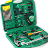 20-Piece Household Hand Tool Starter Kit displayed in a green case, featuring various essential tools for home repairs.