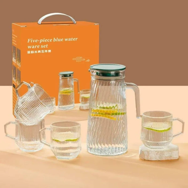5-Piece Elegant Glass Water Pitcher Set