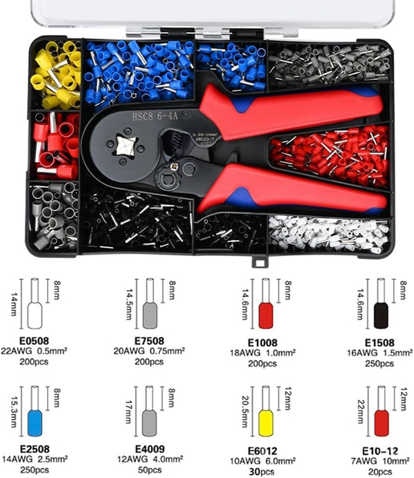 Ratchet Crimping Tool with 1200 Terminal Pieces