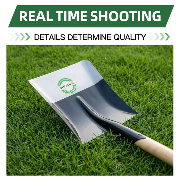 Heavy Duty Steel Garden & Construction Digging Shovel on green grass, showcasing durable construction for tough jobs.