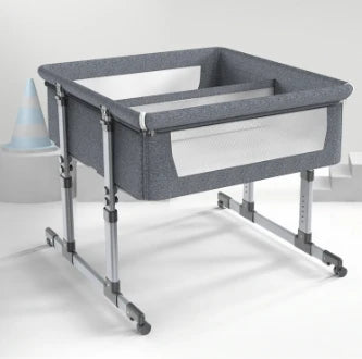 Double Crib Movable Portable Easy Fold Twins Baby Bed with adjustable height and easy mobility.