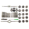 Image of 40PC Professional Metric Tap Wrench and Die Set showing taps, dies, handles, and a wrench in organized layout.