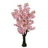 Artificial Silk Cherry Blossom Tree with pink flowers and green leaves for indoor decor.