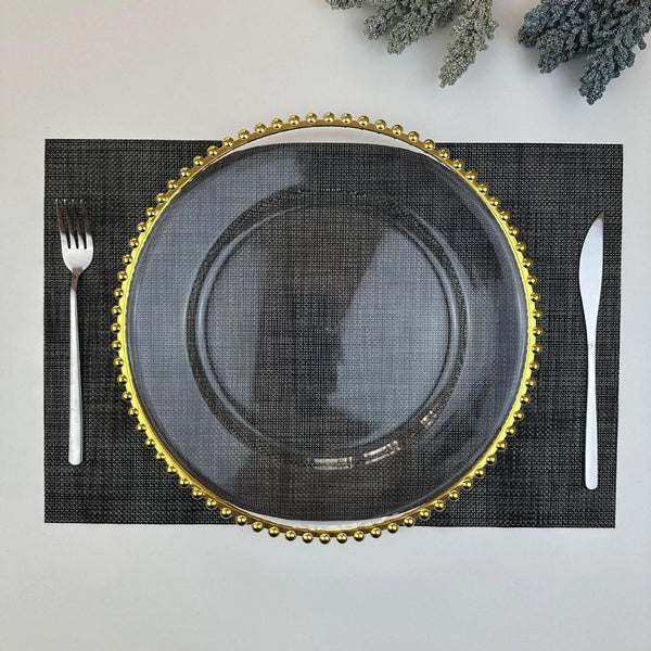 Gold Beaded Plastic Decorative Plate