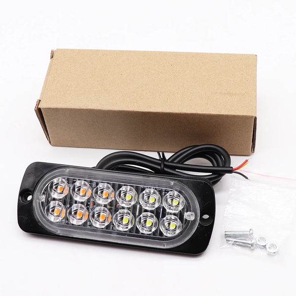 12 LED Super Bright 12-24V LED Light Bar with packaging and accessories for enhanced nighttime visibility.