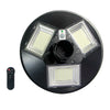 300W Solar Powered LED Flood Light Outdoor IP65 Waterproof with three panels and remote control.