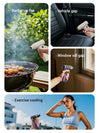 Portable Mini Turbo Handheld Fan with Digital Display used for barbecue, vehicle gaps, window sills, and exercise cooling.