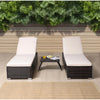 Outdoor Garden Lounge Daybed Wicker Deck Bed featuring two comfy loungers and a side table.