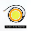 Universal 12V COB LED White Daytime Running Lights - Yellow + White Two Pack