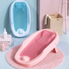 Newborn Baby Bath Mesh Net Seat in pink and blue colors, designed for safe and comfortable baby bathing.