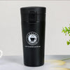 500ml Vacuum Insulated Thermos Bottle in black with a logo, designed for keeping drinks hot or cold.