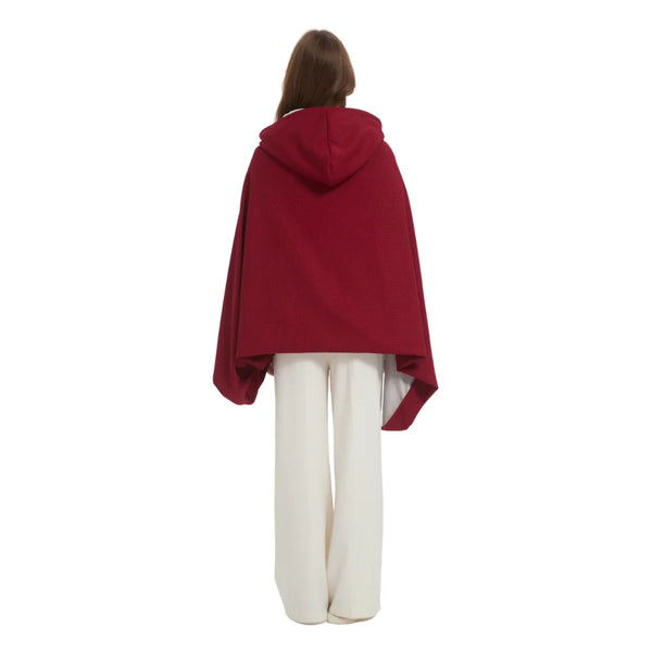 Winter Solid Zipper USB Heated Electric Hoodie Shawl shown from the back, featuring a hood and warm design.