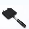 Double-Sided Aluminum Toast Maker - black cooking tool with handle for easy toasting.