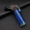 FD999 Modern Transparent Body Plastic Welding Gun on a black surface, featuring a blue transparent body and adjustable flame.