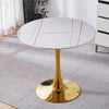 High-End Modern Nordic Imitation Marble Coffee Table with a gold base and glossy marble top, ideal for contemporary interiors.