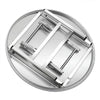 Foldable Stainless Steel Table in a closed position, showcasing its compact design for easy storage.