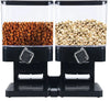 Compact Dry Food Dispenser Dual Control with dual canisters for snacks and cereals.