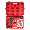 Universal McPherson Coil Spring Compressor Tool Set in a red carrying case with various components for suspension repairs.