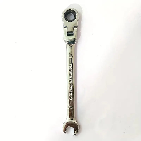 Flexible Head Carbon Steel Ratchet Wrench with a chrome finish for optimal grip and performance.