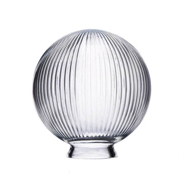 Clear Ribbed Glass Globe Pendant Lampshade showcasing ribbed design for modern lighting decor.