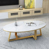 Oval Faux Marble Coffee Table with Gold Metal Base