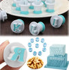 Alphabet & Numbers Cookie Cutter Set including letter and number stamps for baking and cake decorating.