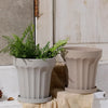 Wide Edge Striped Garden Style Magnesia Plant Pot
