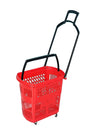 Plastic Supermarket Shopping Basket in red with a black handle, ideal for carrying groceries and shopping items.