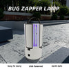 Rechargeable LED Mosquito Killer Lamp and Lantern on outdoor patio with UV light for insect attraction.