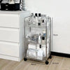 3-Tier Multipurpose Stainless Steel Rolling Organizer Cart with beauty products on display, measuring 70cm tall and 40cm wide.