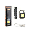 Portable COB LED Keychain Work Light with packaging, tripod, and USB cable for versatile illumination.