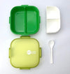 Double Ring Four-Button Pattern Children Toy in vibrant green and white, with sorting and stacking sections for kids.