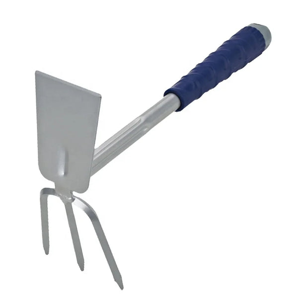 Carbon Steel Double Head Garden Hoe Fork with ergonomic handle and dual head for efficient gardening.