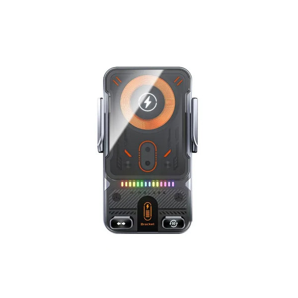 Universal ABS 15W Wireless Fast Car Charger Mount with automatic phone holder and fast charging features.