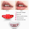 Electric Lip Plumper and Eye Massager Device before and after results on lips with benefits listed.