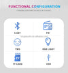 Functional configuration of ABS-2207 Bluetooth Soundbar Speaker including Bluetooth, FM, TWS, RGB light, TF card, and USB.